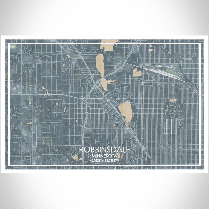 Robbinsdale Minnesota Map Print Landscape Orientation in Afternoon Style With Shaded Background