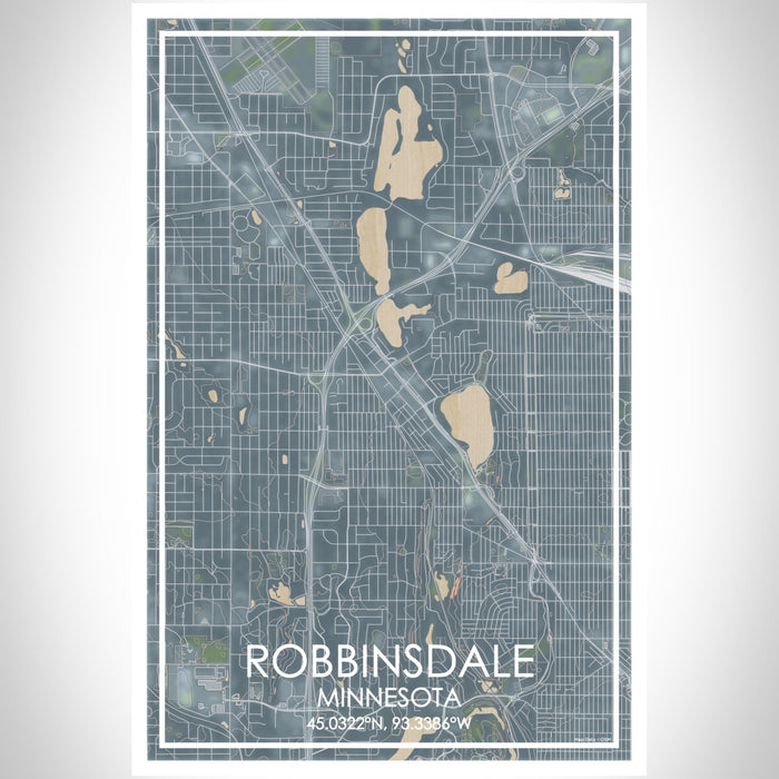 Robbinsdale Minnesota Map Print Portrait Orientation in Afternoon Style With Shaded Background