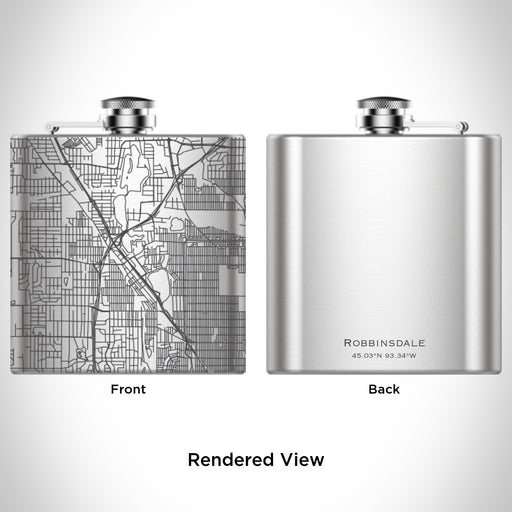 Rendered View of Robbinsdale Minnesota Map Engraving on 6oz Stainless Steel Flask