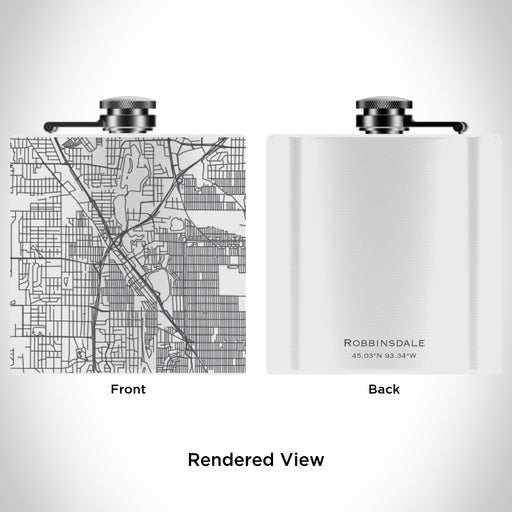 Rendered View of Robbinsdale Minnesota Map Engraving on 6oz Stainless Steel Flask in White