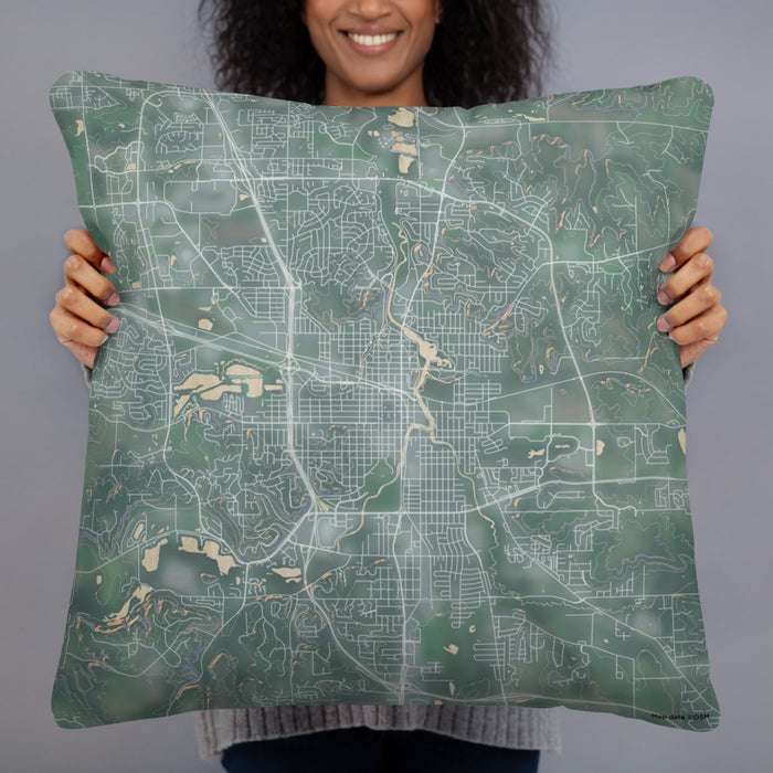 Person holding 22x22 Custom Rochester Minnesota Map Throw Pillow in Afternoon