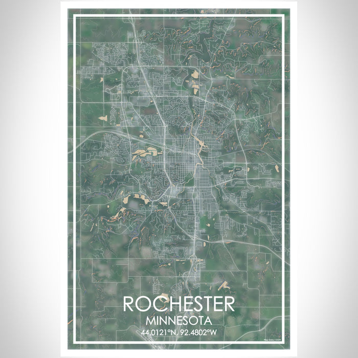 Rochester Minnesota Map Print Portrait Orientation in Afternoon Style With Shaded Background