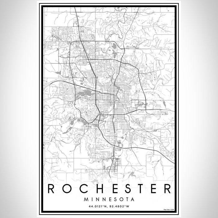 Rochester Minnesota Map Print Portrait Orientation in Classic Style With Shaded Background