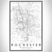 Rochester Minnesota Map Print Portrait Orientation in Classic Style With Shaded Background
