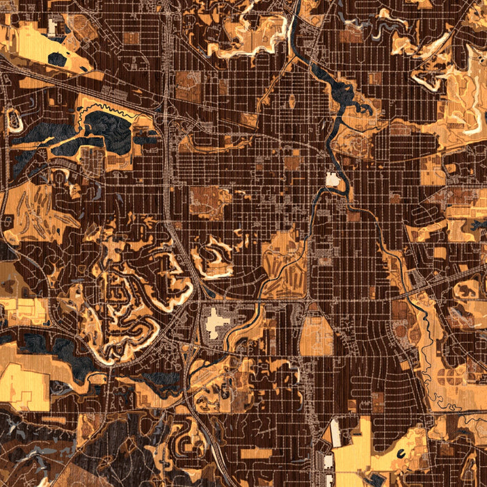 Rochester Minnesota Map Print in Ember Style Zoomed In Close Up Showing Details