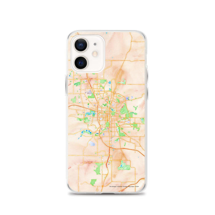 Custom iPhone 12 Rochester Minnesota Map Phone Case in Watercolor