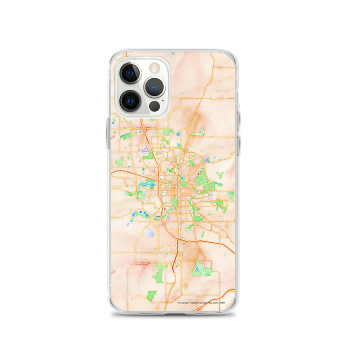 Custom iPhone 12 Pro Rochester Minnesota Map Phone Case in Watercolor