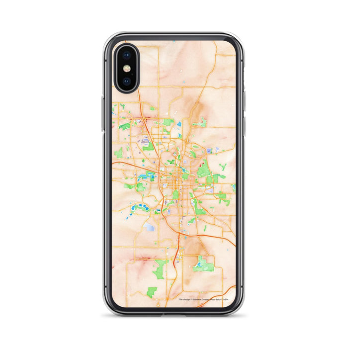 Custom iPhone X/XS Rochester Minnesota Map Phone Case in Watercolor