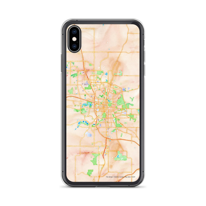 Custom iPhone XS Max Rochester Minnesota Map Phone Case in Watercolor