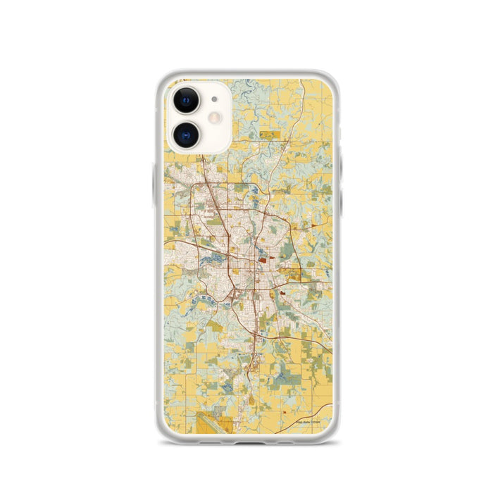 Custom iPhone 11 Rochester Minnesota Map Phone Case in Woodblock