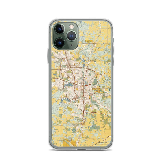 Custom iPhone 11 Pro Rochester Minnesota Map Phone Case in Woodblock