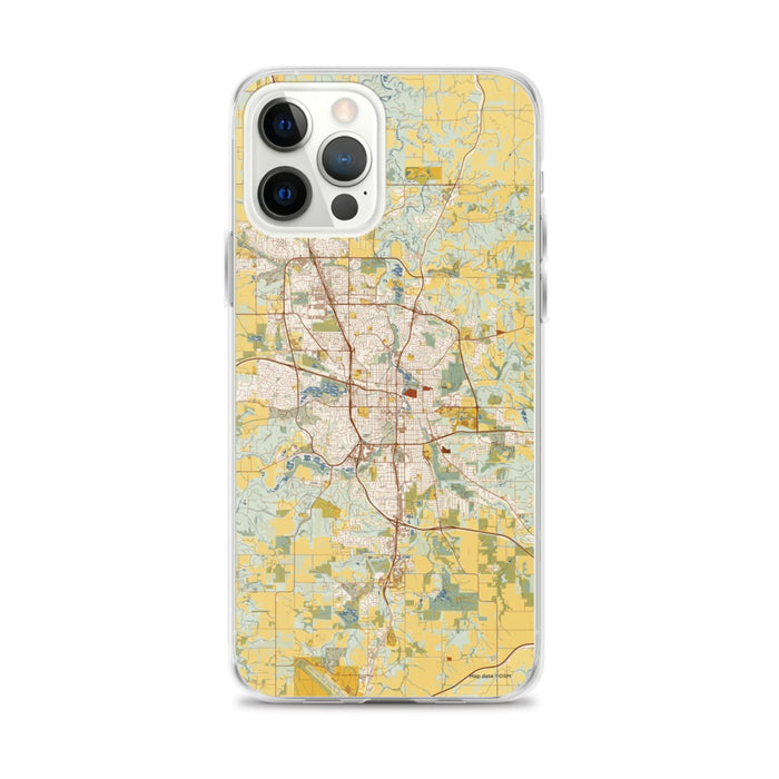 Custom iPhone 12 Pro Max Rochester Minnesota Map Phone Case in Woodblock