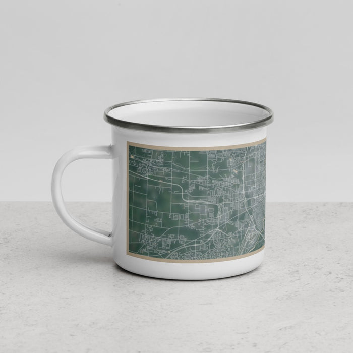 Left View Custom Rochester New York Map Enamel Mug in Afternoon