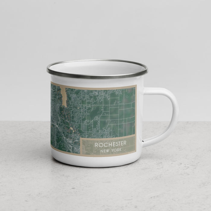 Right View Custom Rochester New York Map Enamel Mug in Afternoon