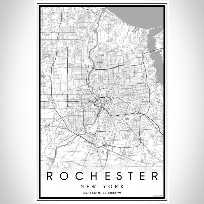 Rochester New York Map Print Portrait Orientation in Classic Style With Shaded Background