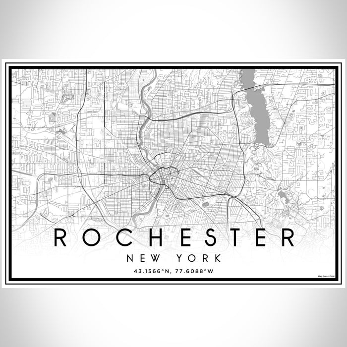 Rochester New York Map Print Landscape Orientation in Classic Style With Shaded Background