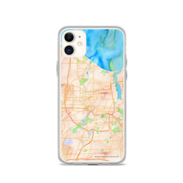 Custom iPhone 11 Rochester New York Map Phone Case in Watercolor
