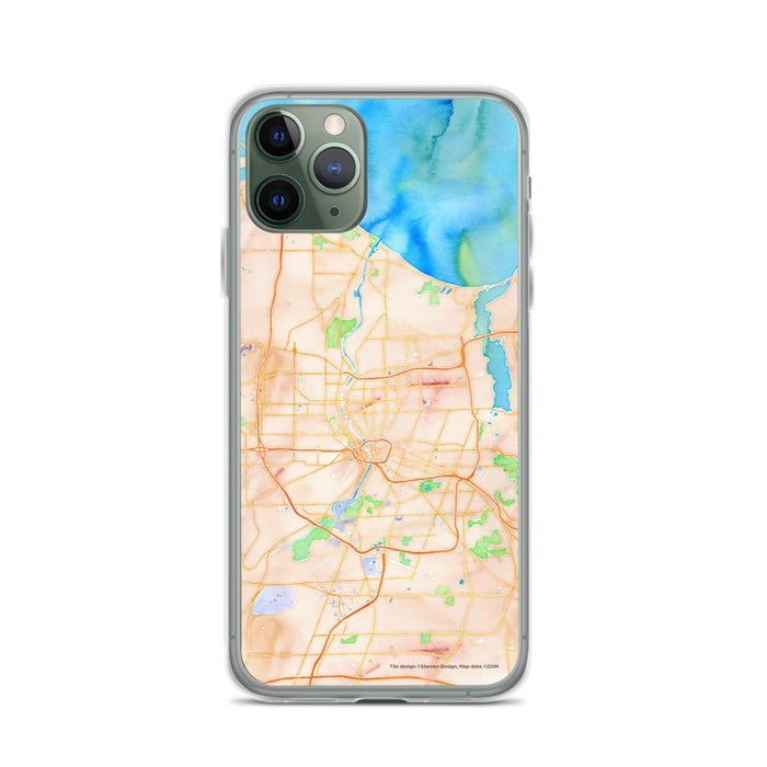 Custom iPhone 11 Pro Rochester New York Map Phone Case in Watercolor