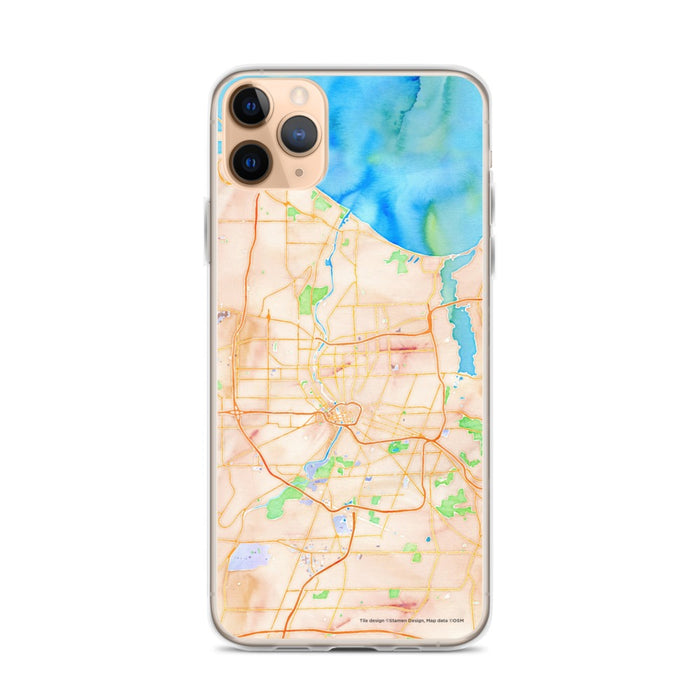 Custom iPhone 11 Pro Max Rochester New York Map Phone Case in Watercolor
