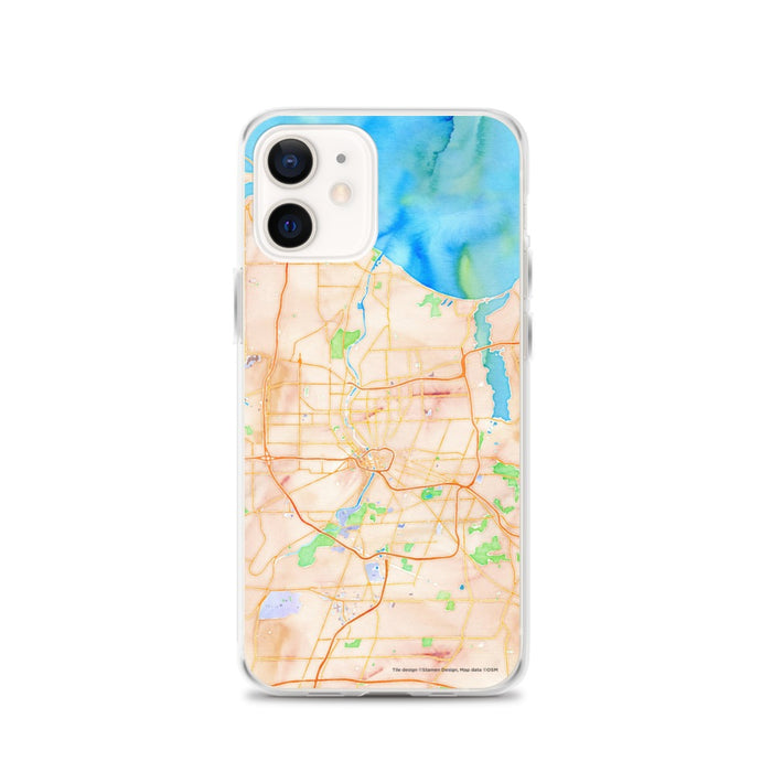 Custom iPhone 12 Rochester New York Map Phone Case in Watercolor