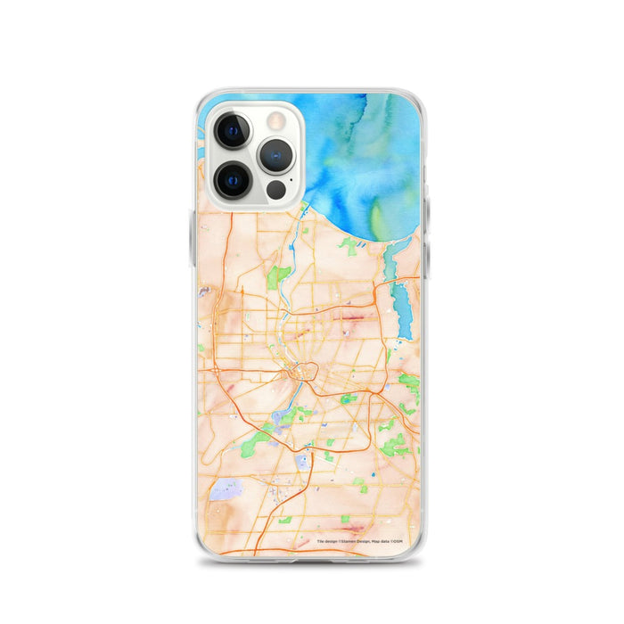 Custom iPhone 12 Pro Rochester New York Map Phone Case in Watercolor