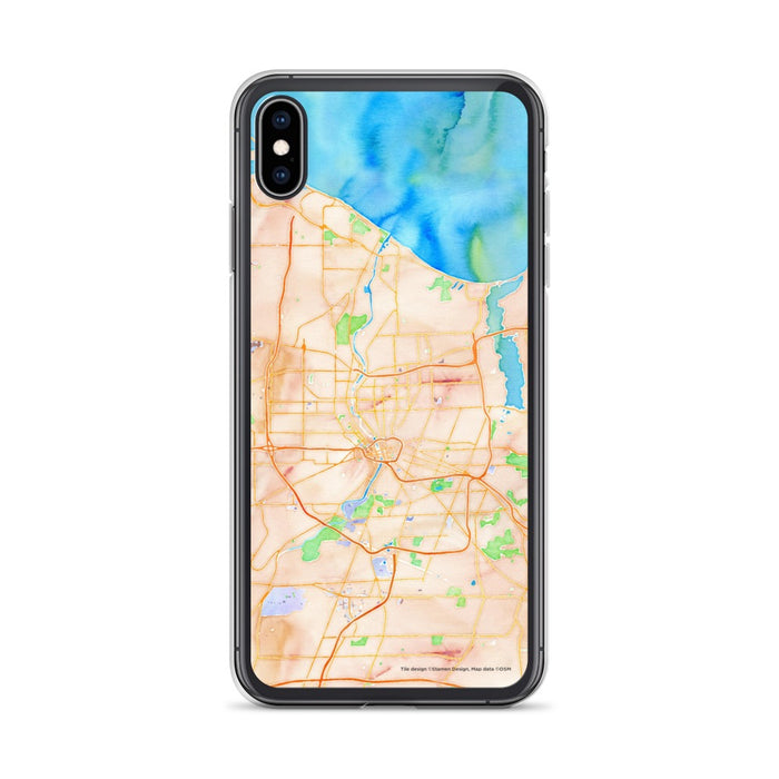 Custom iPhone XS Max Rochester New York Map Phone Case in Watercolor