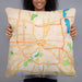 Person holding 22x22 Custom Rochester New York Map Throw Pillow in Watercolor