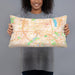 Person holding 20x12 Custom Rochester New York Map Throw Pillow in Watercolor