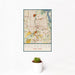12x18 Rochester New York Map Print Portrait Orientation in Woodblock Style With Small Cactus Plant in White Planter