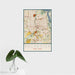 16x24 Rochester New York Map Print Portrait Orientation in Woodblock Style With Tropical Plant Leaves in Water