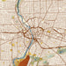 Rochester New York Map Print in Woodblock Style Zoomed In Close Up Showing Details