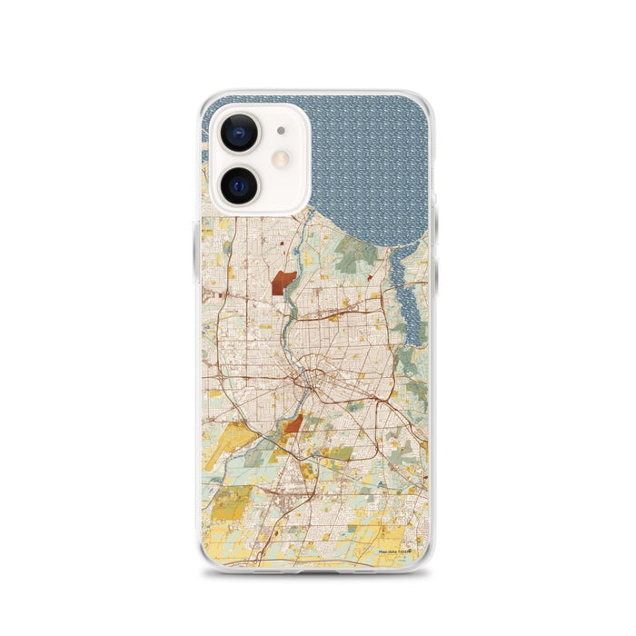 Custom iPhone 12 Rochester New York Map Phone Case in Woodblock