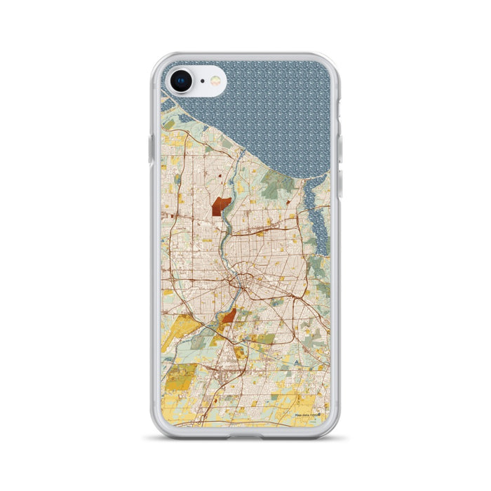 Custom iPhone SE Rochester New York Map Phone Case in Woodblock