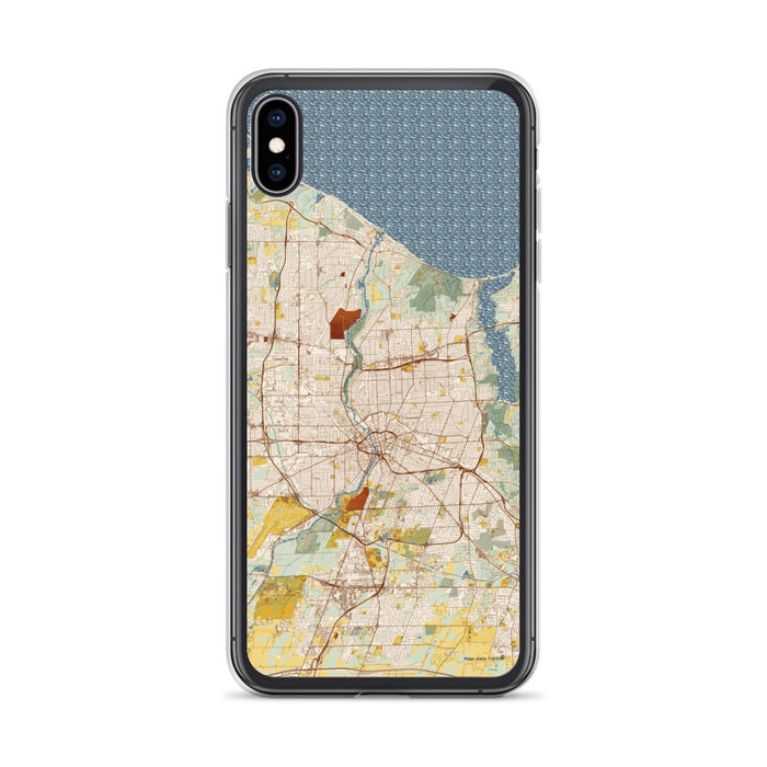 Custom iPhone XS Max Rochester New York Map Phone Case in Woodblock