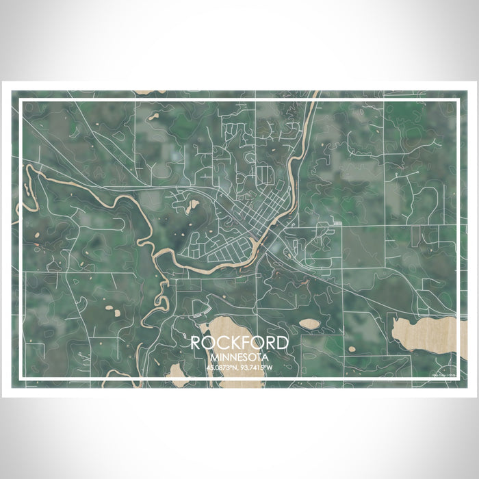 Rockford Minnesota Map Print Landscape Orientation in Afternoon Style With Shaded Background