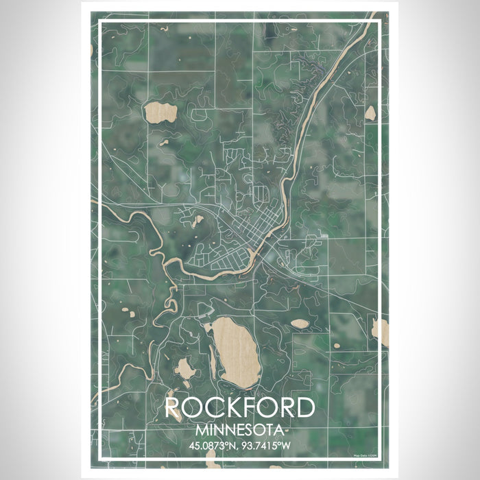 Rockford Minnesota Map Print Portrait Orientation in Afternoon Style With Shaded Background