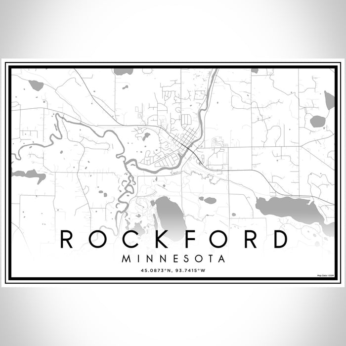 Rockford Minnesota Map Print Landscape Orientation in Classic Style With Shaded Background