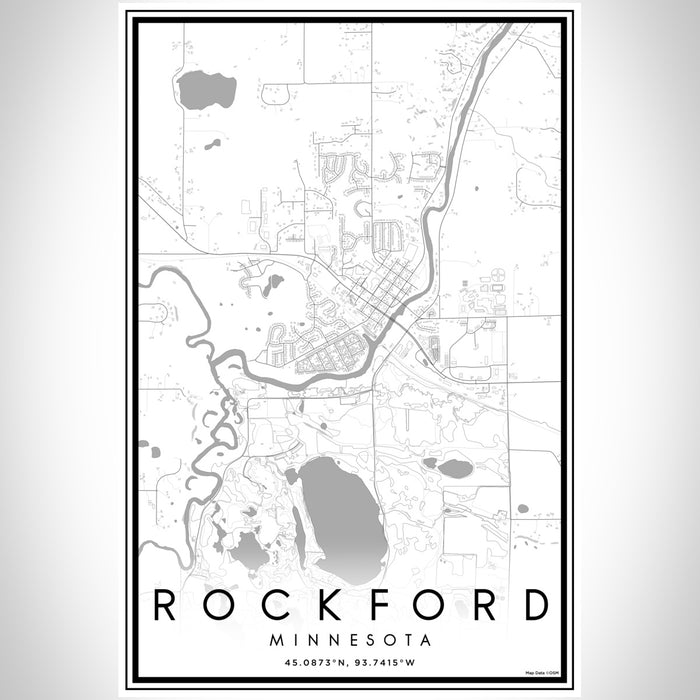 Rockford Minnesota Map Print Portrait Orientation in Classic Style With Shaded Background