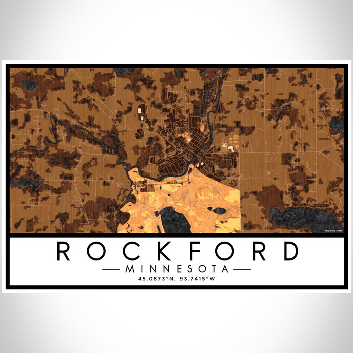 Rockford Minnesota Map Print Landscape Orientation in Ember Style With Shaded Background