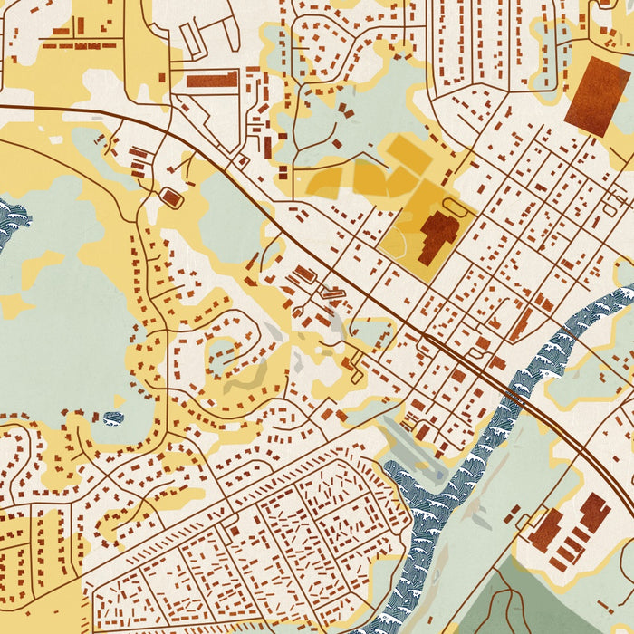 Rockford Minnesota Map Print in Woodblock Style Zoomed In Close Up Showing Details
