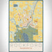 Rockford Minnesota Map Print Portrait Orientation in Woodblock Style With Shaded Background