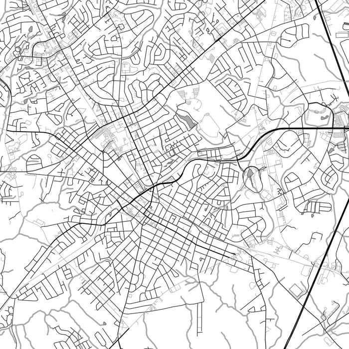 Rock Hill South Carolina Map Print in Classic Style Zoomed In Close Up Showing Details