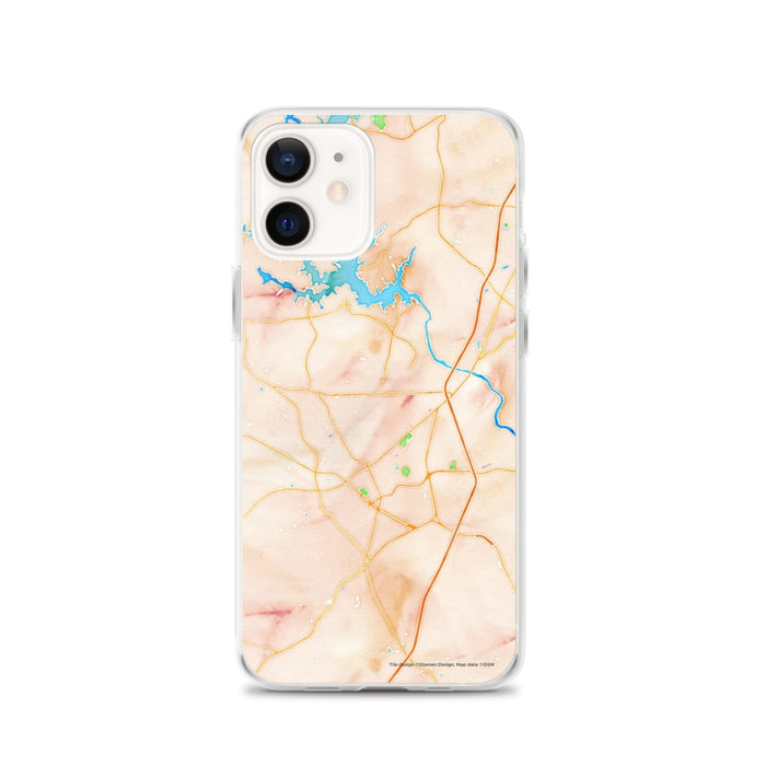 Custom Rock Hill South Carolina Map iPhone 12 Phone Case in Watercolor