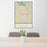 24x36 Rock Hill South Carolina Map Print Portrait Orientation in Woodblock Style Behind 2 Chairs Table and Potted Plant
