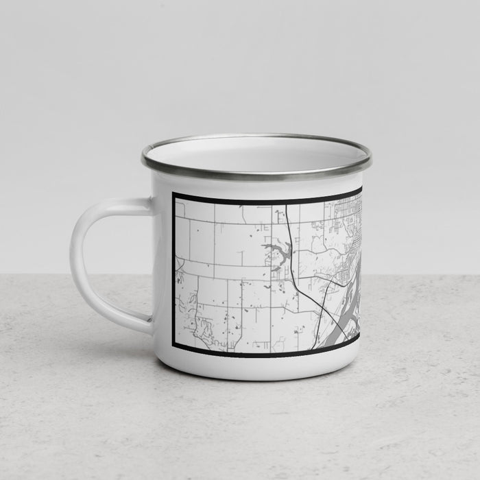 Left View Custom Rock Island Illinois Map Enamel Mug in Classic