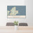 24x36 Rockport Massachusetts Map Print Lanscape Orientation in Woodblock Style Behind 2 Chairs Table and Potted Plant