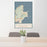 24x36 Rockport Massachusetts Map Print Portrait Orientation in Woodblock Style Behind 2 Chairs Table and Potted Plant