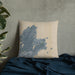 Custom Rockport Massachusetts Map Throw Pillow in Afternoon on Bedding Against Wall