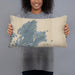Person holding 20x12 Custom Rockport Massachusetts Map Throw Pillow in Afternoon