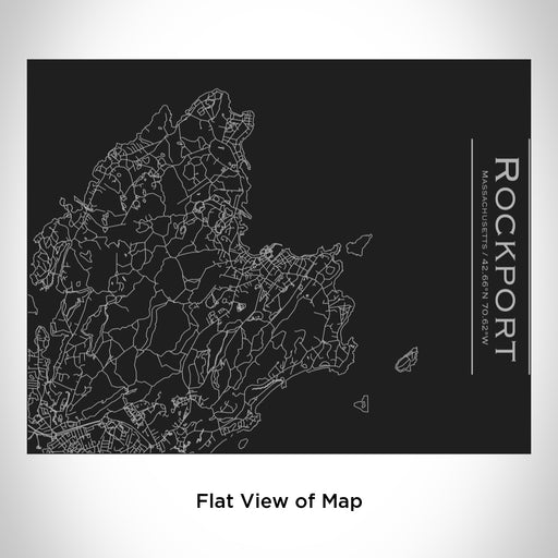 Rendered View of Rockport Massachusetts Map Engraving on 20oz Stainless Steel Insulated Bottle with Bamboo Top in Black